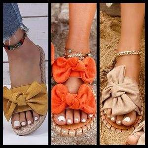 🔥Lot of 3 NEW pairs Shein EMERY ROSE Bow Decor Espadrille Slide Sandals